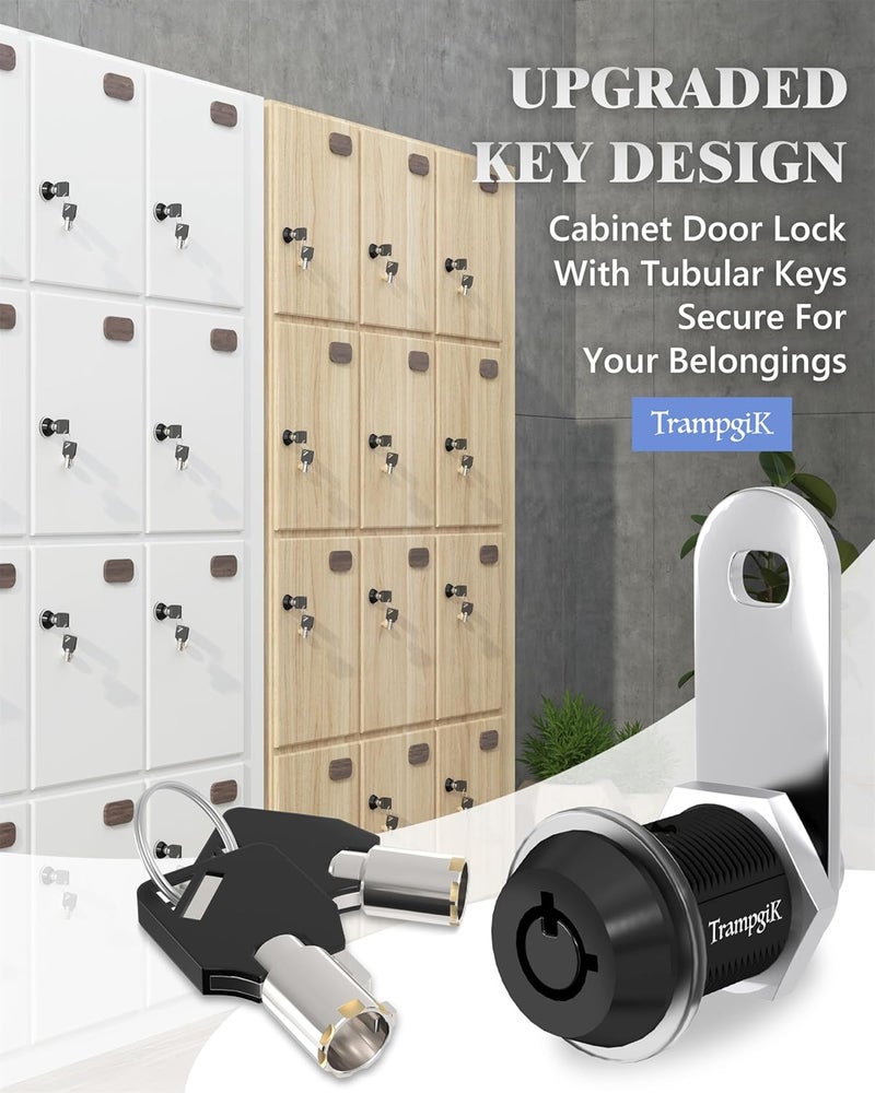 TrampgiK RV Storage Locks, 7/8” Camper Compartment Storage Door Lock with Keys, for RV Camper Travel Trailer,Drawer Cabinet Toolcart Storage, 7/8 Inch 12 Locks with 24 Keyed Alike, Black - Image 3
